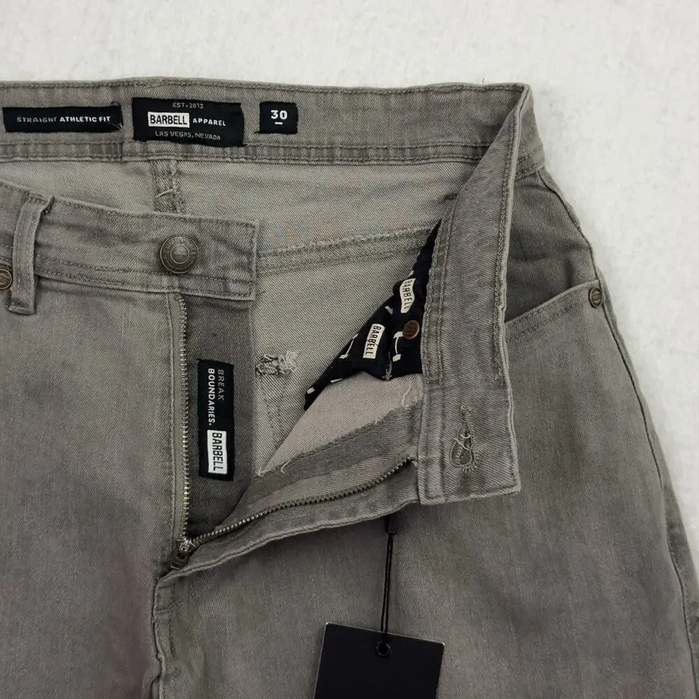 Barbell Apparel Jeans Mens Size 30 Gray Straight Athletic Fit 2.0 Stretch NWT